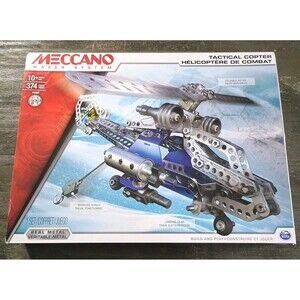 Meccano Tactical Copter 15302 Real Metal 374 Pieces Open Box Sealed Bags